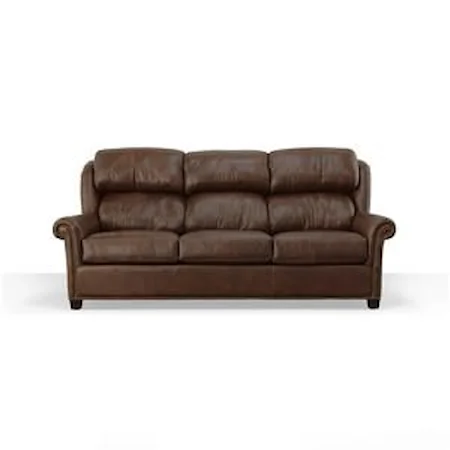 3 Seat Sofa with Panel Arms, Bustle Backs and Tapered Feet